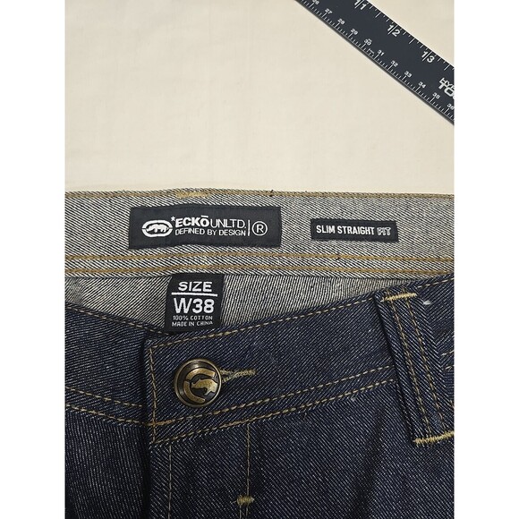 Ecko Unltd Jeans Men's Size 38x32 Slim Straight Fit Dark Wash Skater Denim - Picture 3 of 11